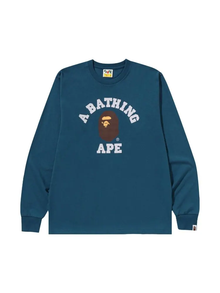 Футболка BAPE College Long-Sleeve Tee 'Navy' — изображение 1 из 2, синий