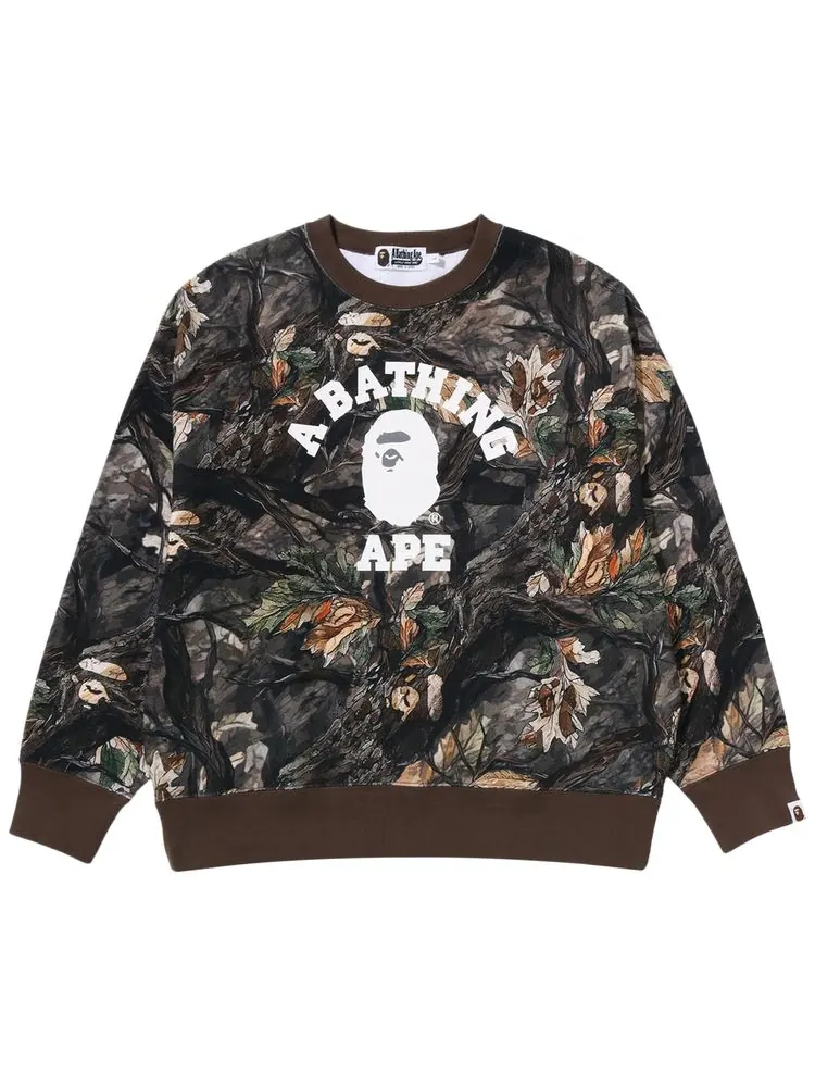 Свитшот Tree Edge Camo College Relaxed Fit Crewneck Sweatshirt #2 BAPE — изображение 1 из 1, коричневый