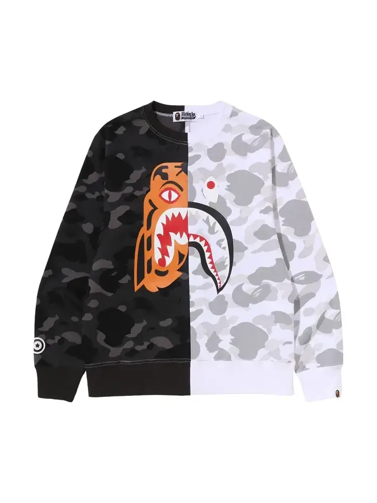 Свитшот BAPE Color Camo Tiger Shark Crewneck 'Black' — изображение 1 из 2, черный