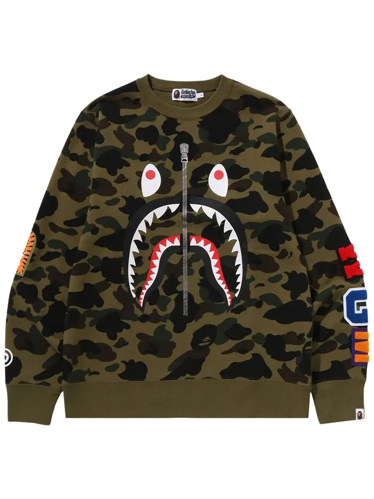 Свитшот BAPE 1st Camo Shark Crewneck — изображение 1 из 2, зеленый