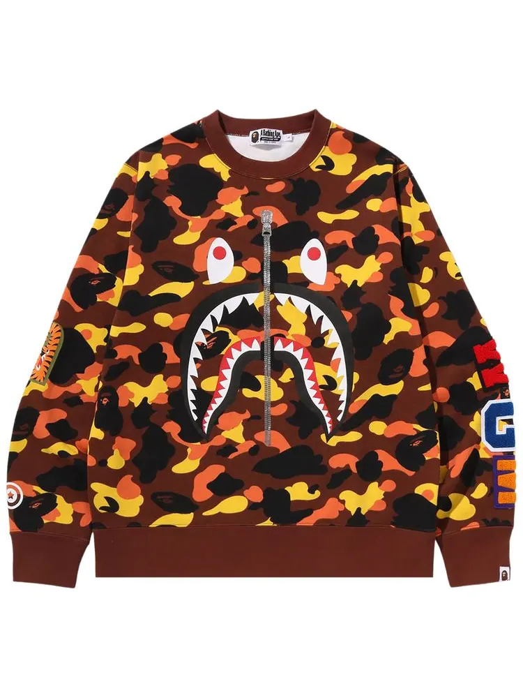 Свитшот BAPE 1st Camo Shark Crewneck — изображение 1 из 1, оранжевый