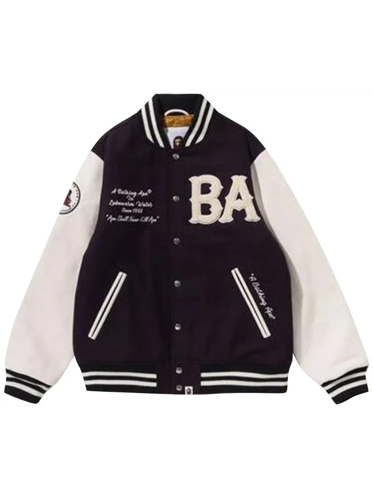 Куртка-бомбер BAPE A Bathing Ape Varsity Jacket — изображение 1 из 2, фиолетовый