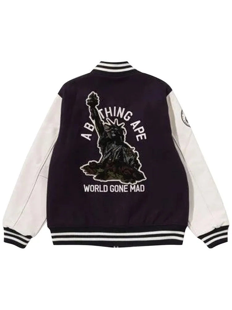 Куртка-бомбер BAPE A Bathing Ape Varsity Jacket — изображение 2 из 2, фиолетовый
