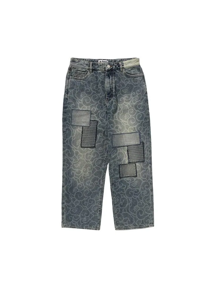 Брюки BAPE Cloud Camo Jacquard Upcycled Loose Fit Denim Pants
