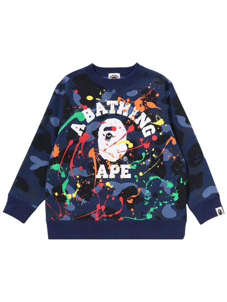 Детская толстовка BAPE с камуфляжным рисунком в стиле колледжа