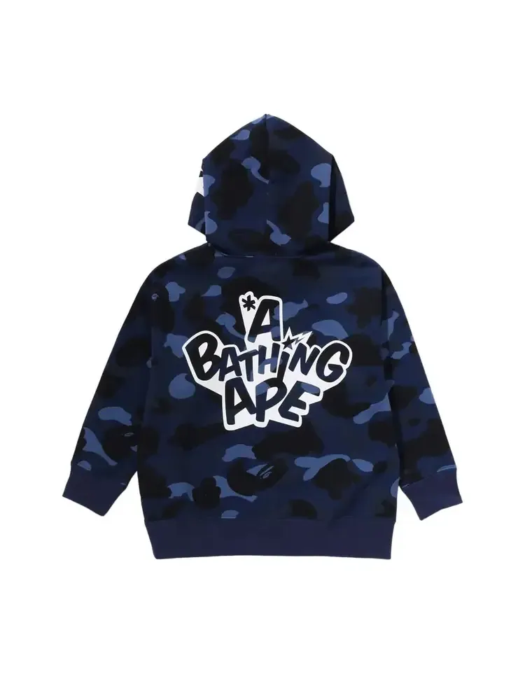 Детская толстовка BAPE Kids Color Camo Ape Head Relaxed Fit Pullover Hoodie 'Navy' — изображение 2 из 2, синий
