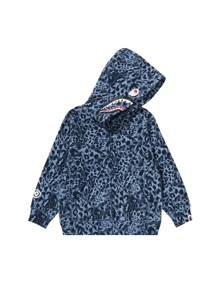 Худи BAPE Kids Wild Leopard Pattern Shark Zip Hoodie