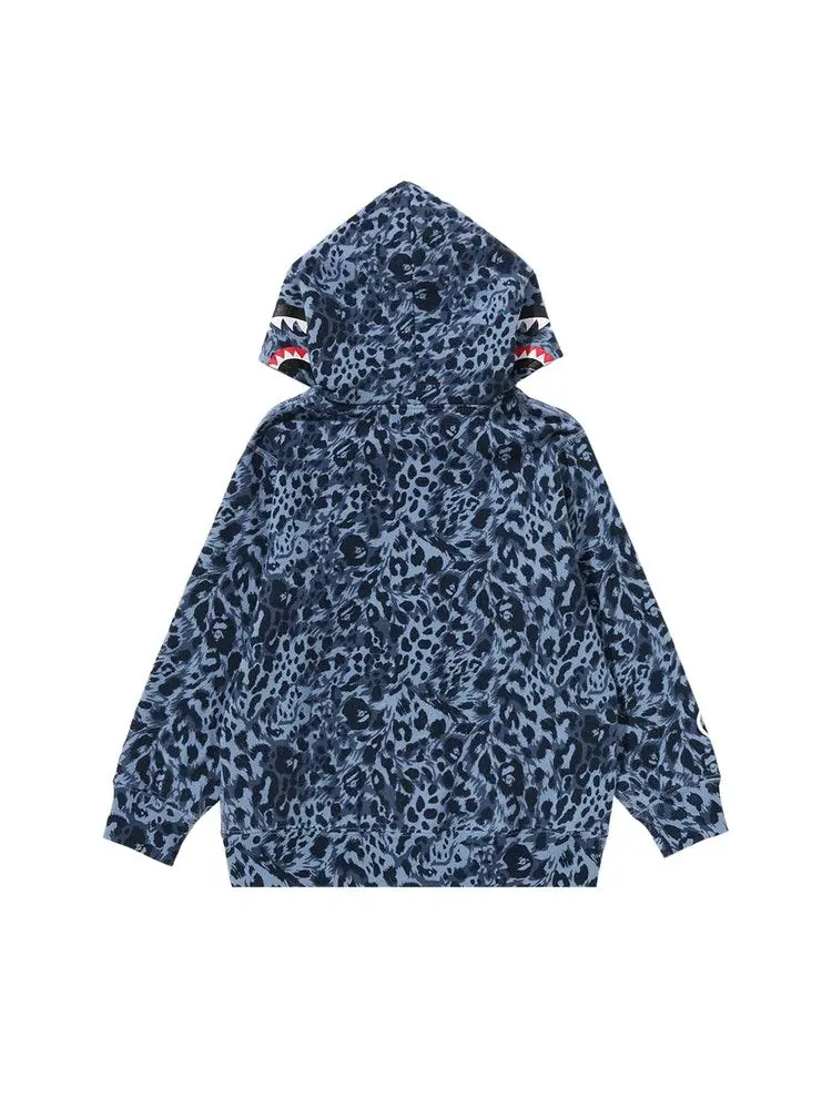 Худи BAPE Kids Wild Leopard Pattern Shark Zip Hoodie — изображение 2 из 2, синий