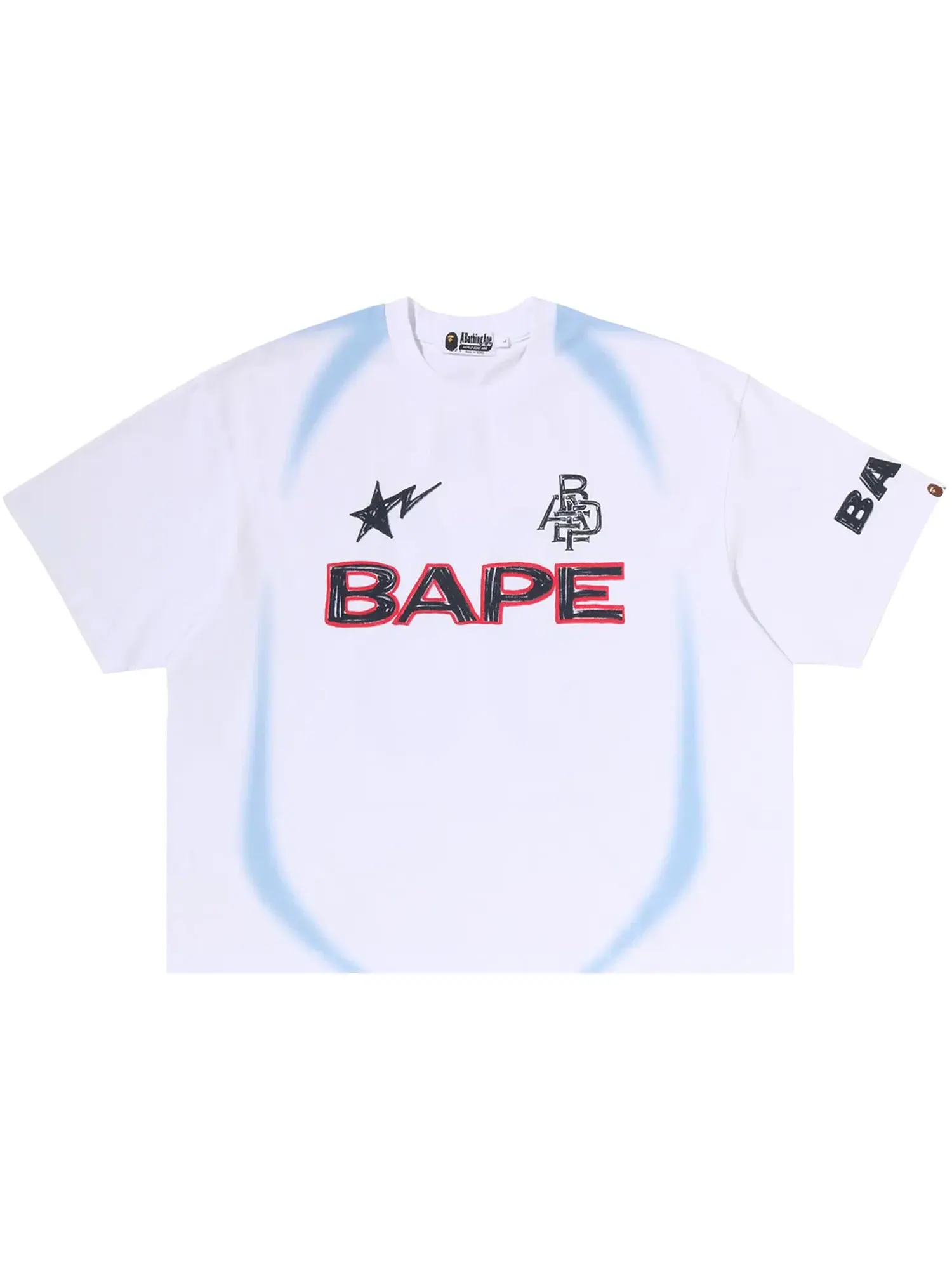 Футболка BAPE Heavy Wash Hand Draw Football Multi Logo Relaxed Fit Tee
