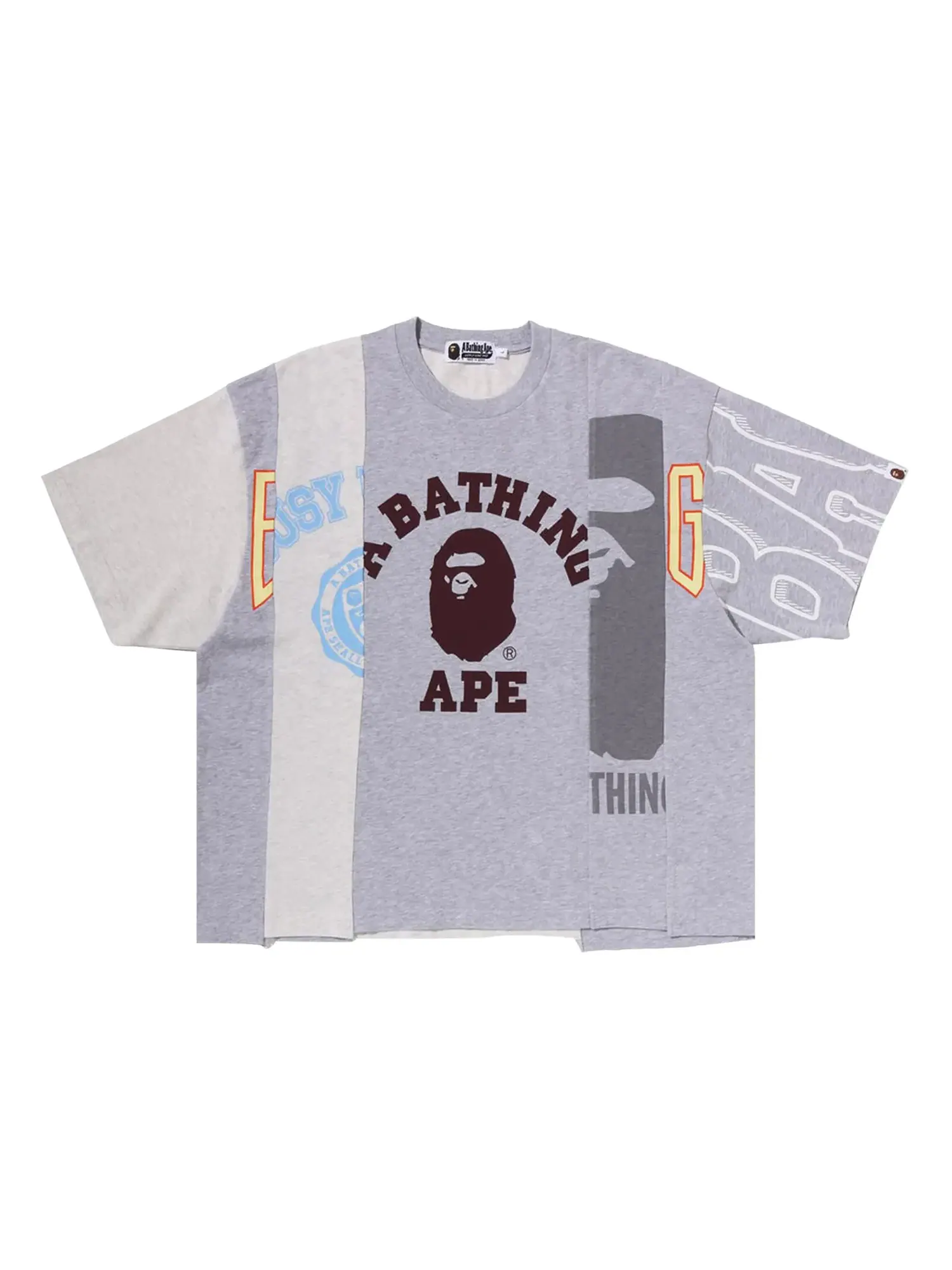 Укороченная футболка BAPE из переработанных материалов с несколькими логотипами