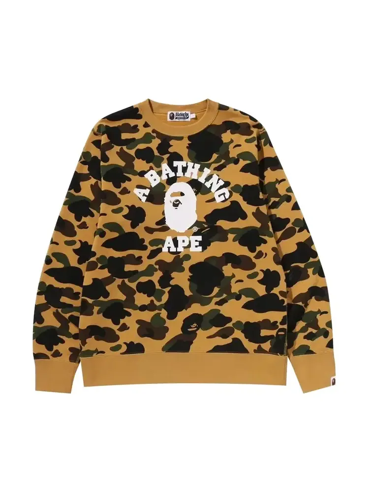 BAPE 1st Camo College Crewneck Sweatshirt 'Yellow'