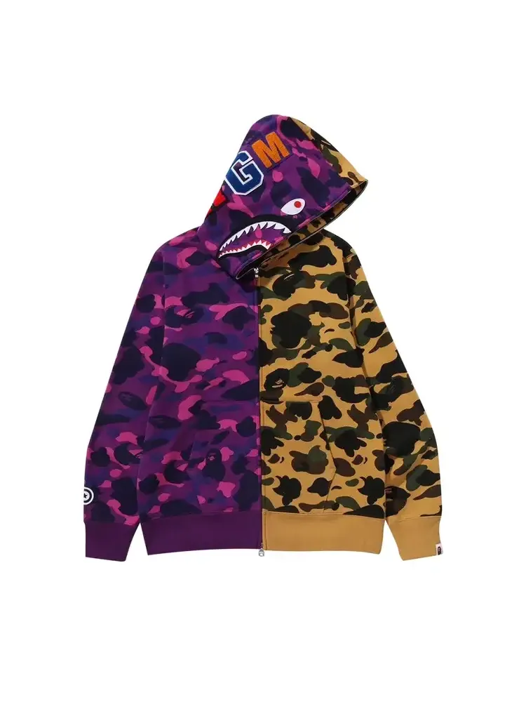 Худи BAPE Split Camo Shark на молнии