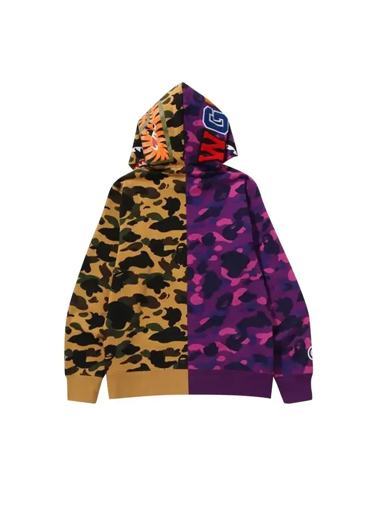 Худи BAPE Split Camo Shark на молнии — изображение 2 из 2, фиолетовый