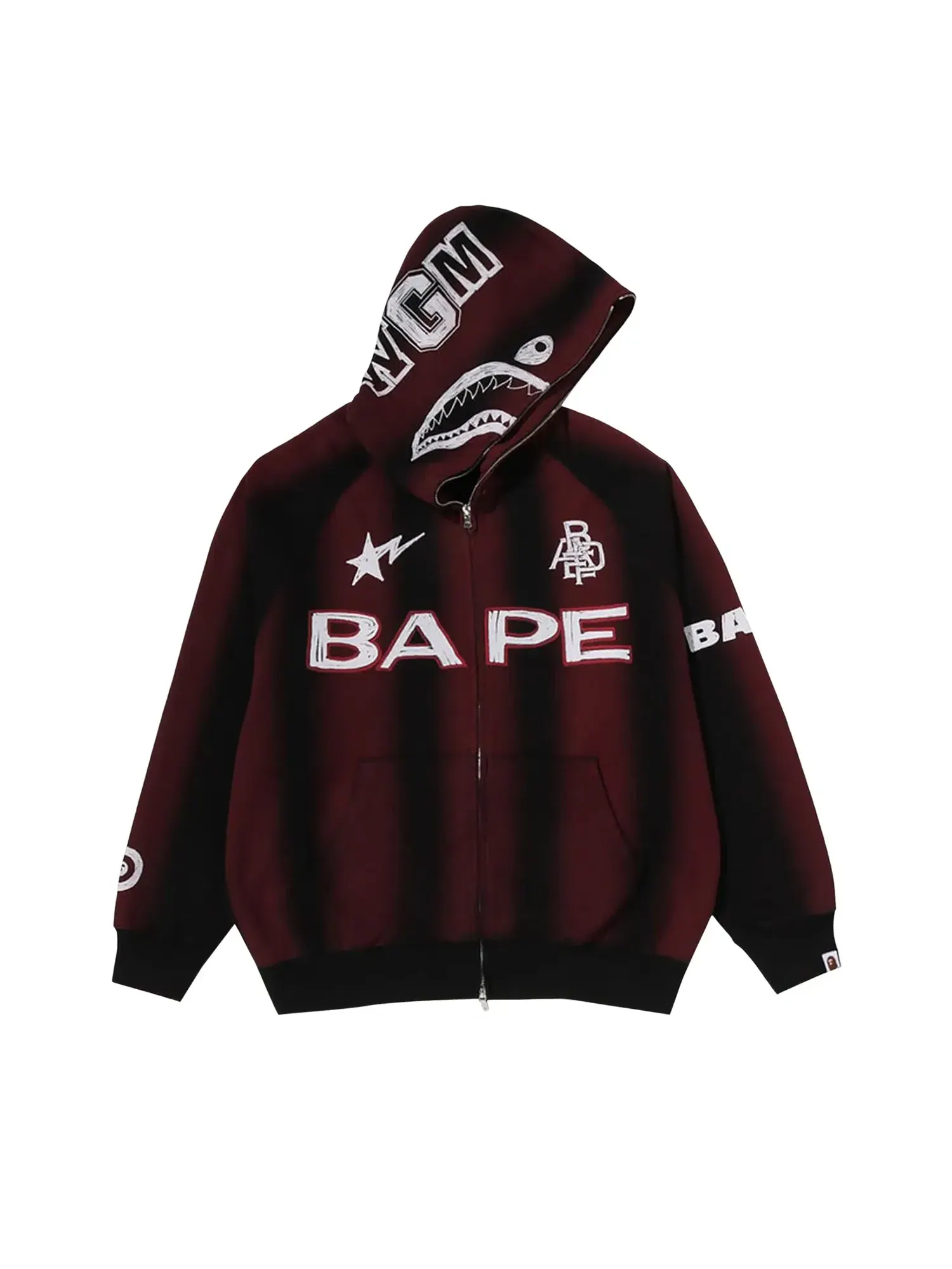 Худи BAPE Hand Draw Football Shark Relaxed Fit Full Zip Hoodie