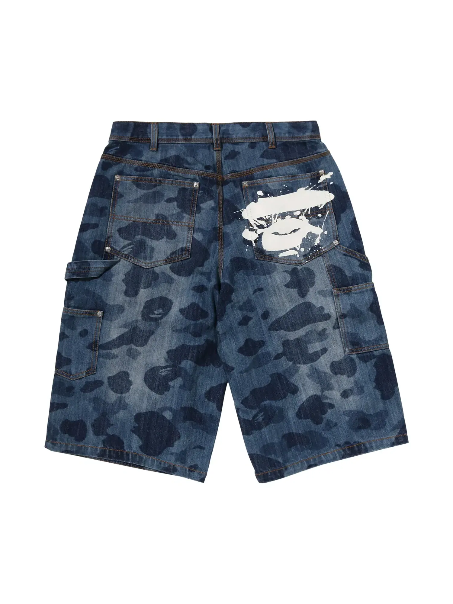 Джинсовые шорты BAPE 1st Camo Double Knee 13 Oz Relaxed Fit — изображение 2 из 2, синий