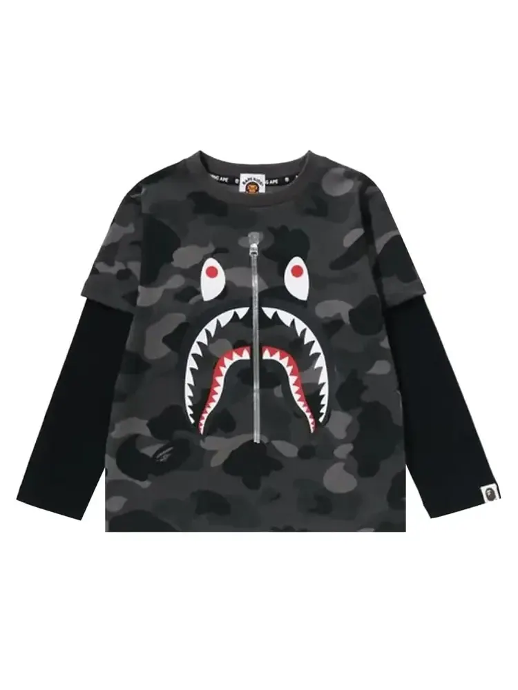 Футболка с длинными рукавами BAPE Color Camo Shark Layered Long-Sleeve Tee