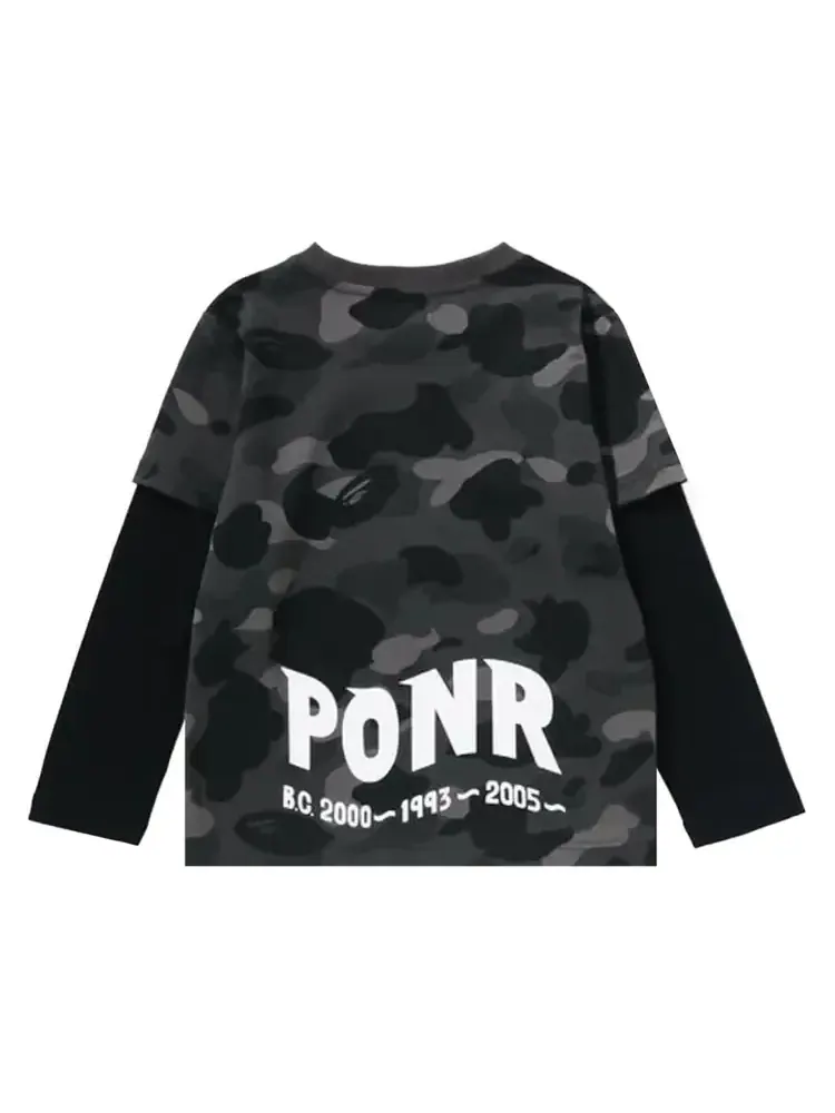 Футболка с длинными рукавами BAPE Color Camo Shark Layered Long-Sleeve Tee — изображение 2 из 2, черный