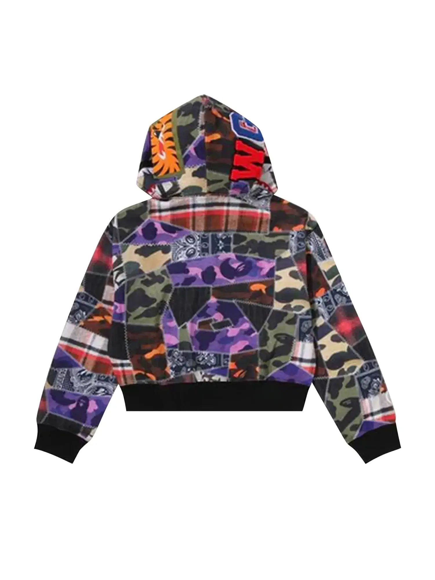 Худи BAPE Crazy Patch Boxy Cropped Shark Full Zip Hoodie — изображение 2 из 2, мульти