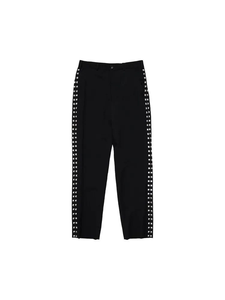 Брюки Comme des Garçons Black Slim Leg Trousers With Studs — черный