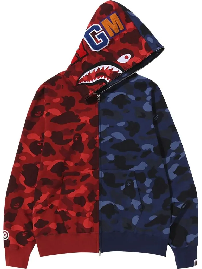 Худи BAPE Color Camo Shark Full Zip Hoodie 'Red/Navy'