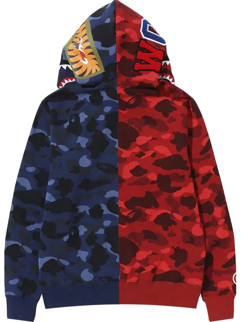 Худи BAPE Color Camo Shark Full Zip Hoodie 'Red/Navy' — изображение 2 из 4, красный