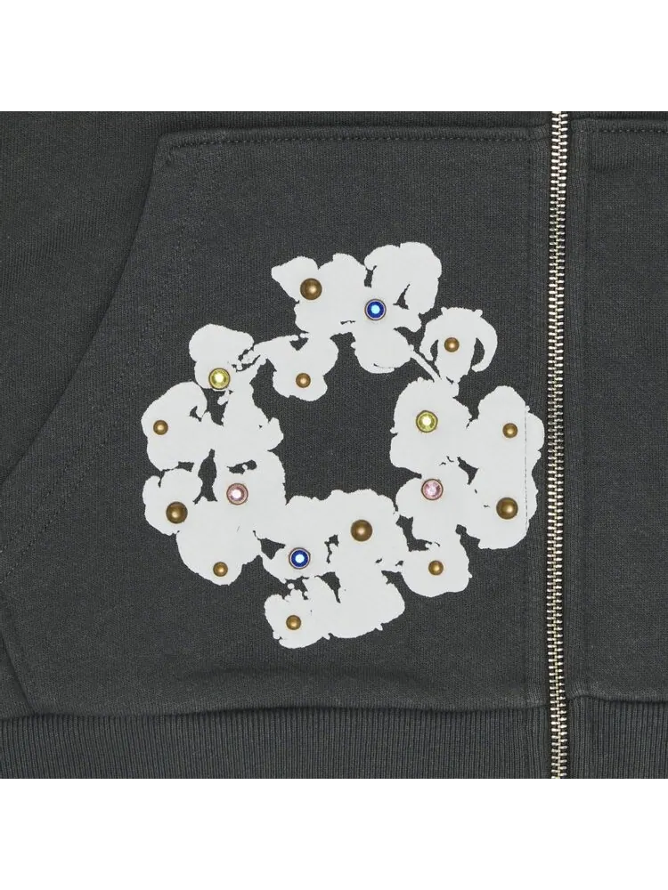 Худи Denim Tears Rhinestone Wreath Zip Hoodie — изображение 3 из 3, винтажный черный