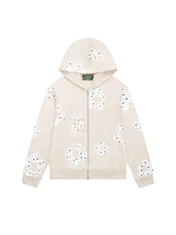Худи Denim Tears Rhinestone Wreath Zip Hoodie Oatmeal