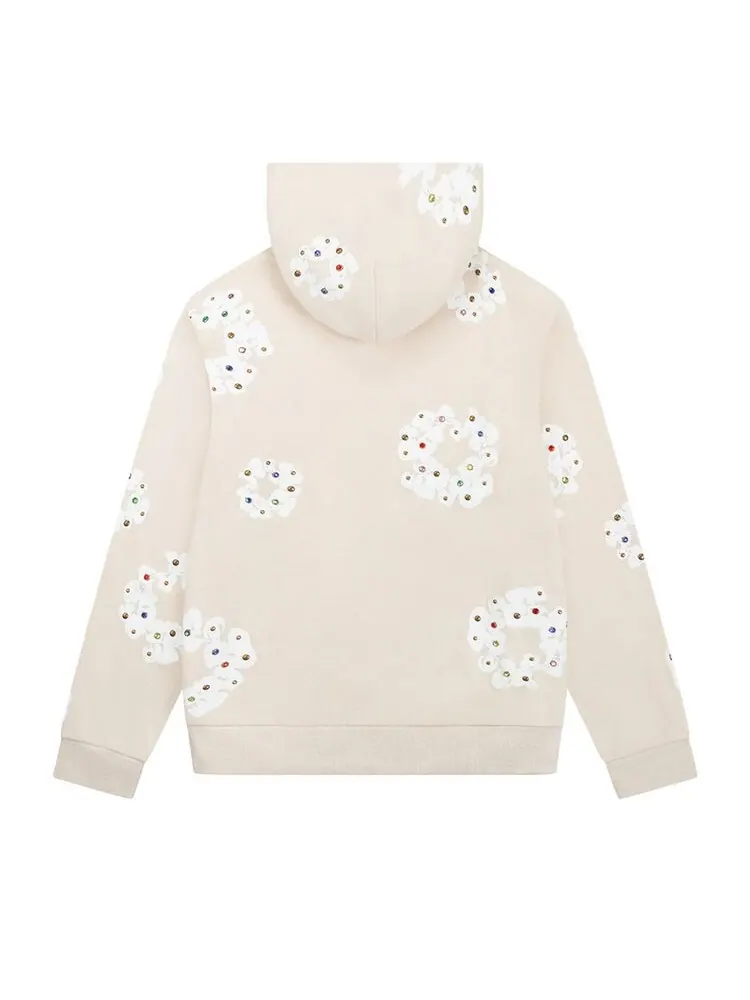 Худи Denim Tears Rhinestone Wreath Zip Hoodie Oatmeal — изображение 2 из 2, овсяный