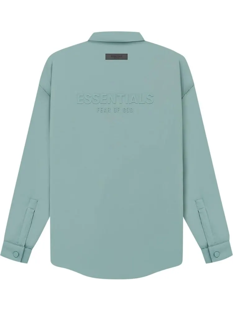 Рубашка Fear of God Essentials Filled Nylon Shirt Jacket 'Sycamore' — изображение 2 из 2, зеленый