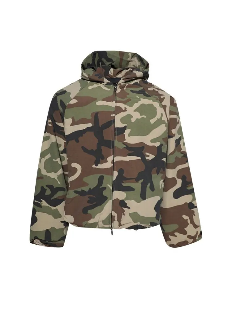 Куртка Fear of God Essentials Military Nylon Hooded Jacket Woodland Camo — изображение 1 из 1, разноцветный