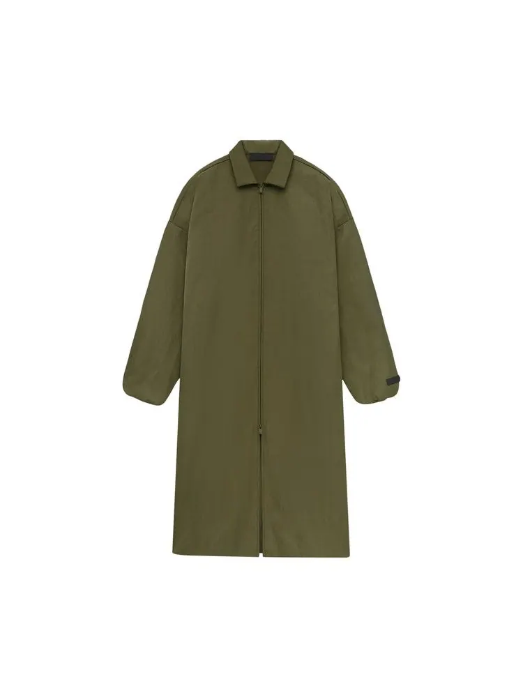 Тренч Fear of God Essentials Textured Nylon Trench — изображение 1 из 2, оливковый
