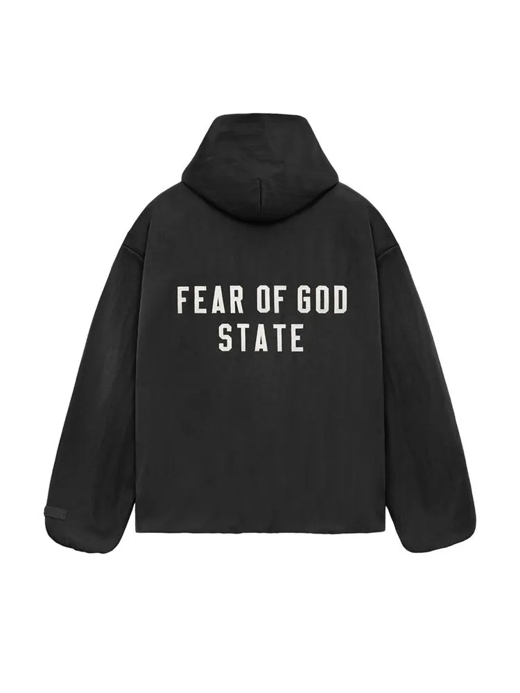 Куртка Fear of God Essentials Textured Nylon Hooded Coaches Jacket — изображение 2 из 2, черный