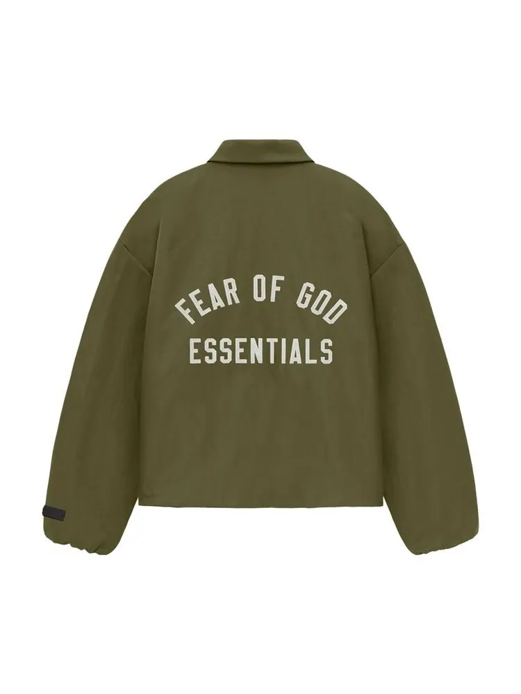 Куртка Fear of God Essentials Textured Nylon Trucker Jacket Military — изображение 2 из 2, зеленый
