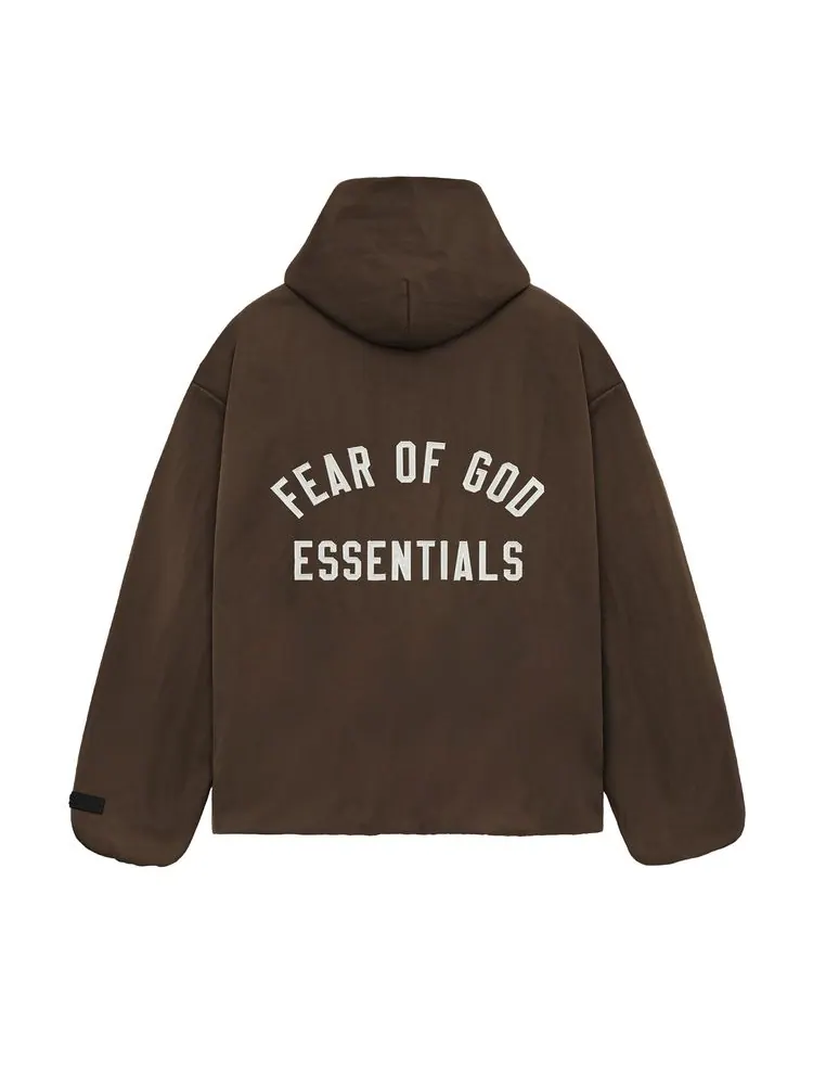 Куртка Fear of God Essentials Textured Nylon Hooded Coaches Jacket 'Brown' — изображение 1 из 2, коричневый