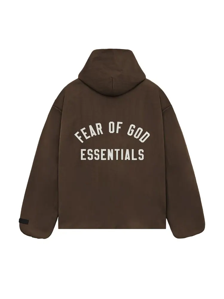 Куртка Fear of God Essentials Textured Nylon Hooded Coaches Jacket 'Brown' — изображение 2 из 2, коричневый