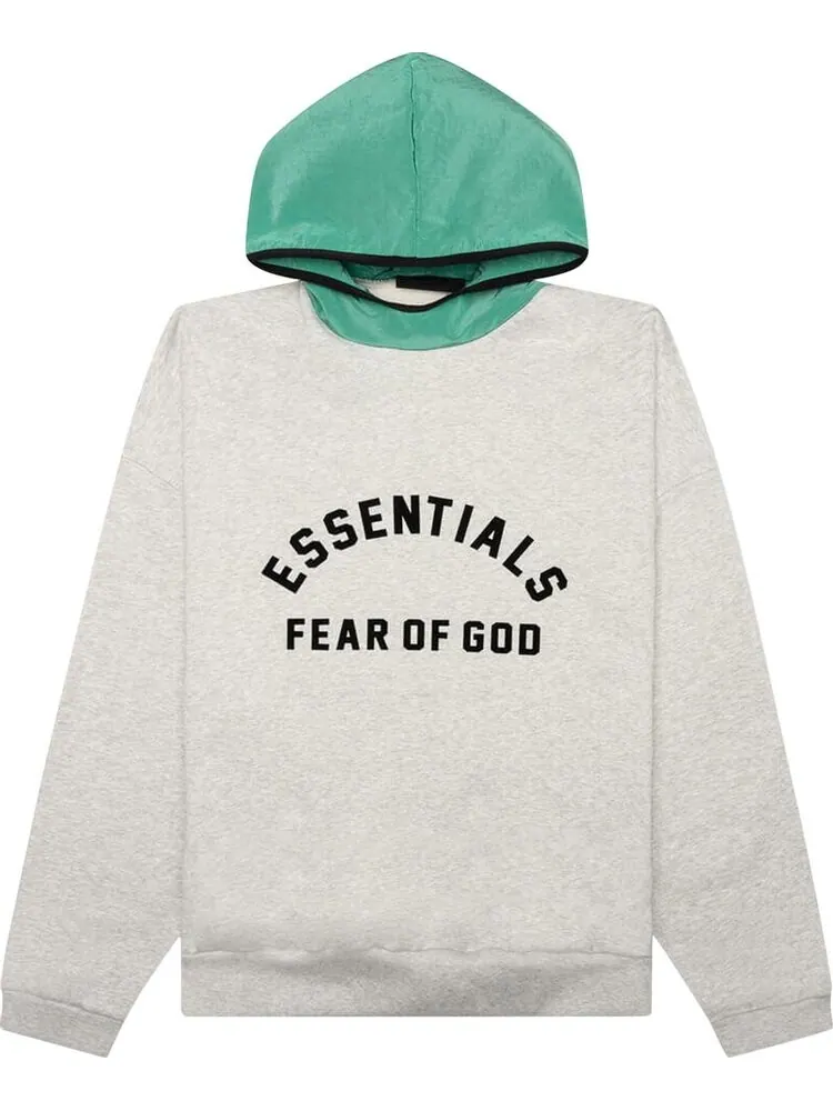 Худи Fear of God Essentials Light Heather Grey/Mint Leaf