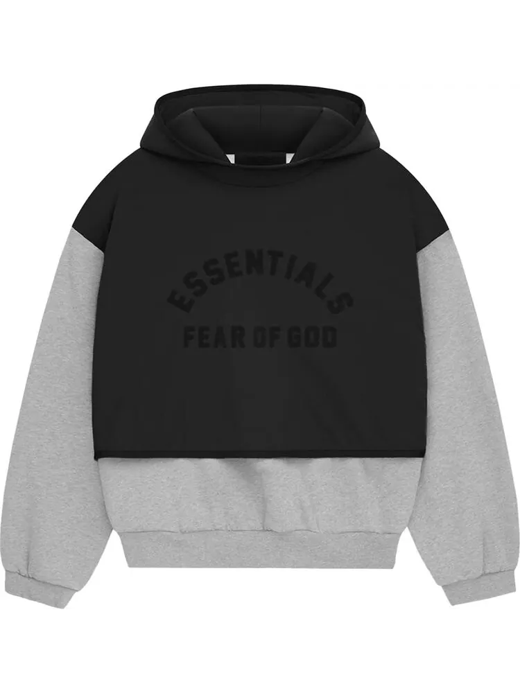 Свитер Fear of God Essentials Nylon Fleece Hooded 'Light Heather Grey/Jet Black'
