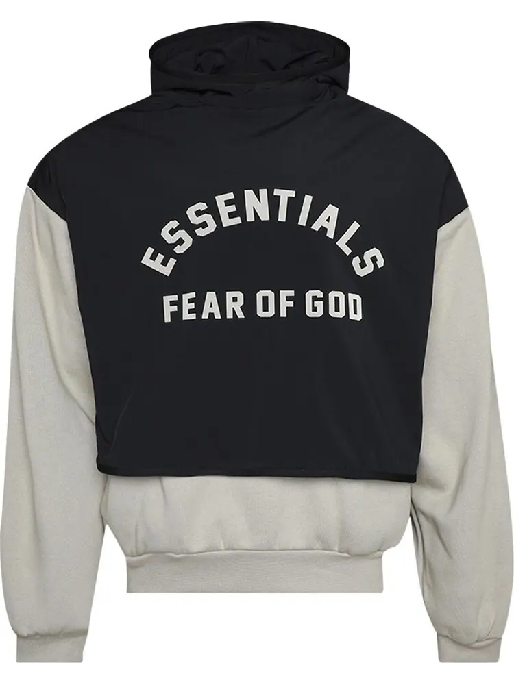 Свитер Fear of God Essentials Nylon Fleece Hooded 'Seal/Jet Black'