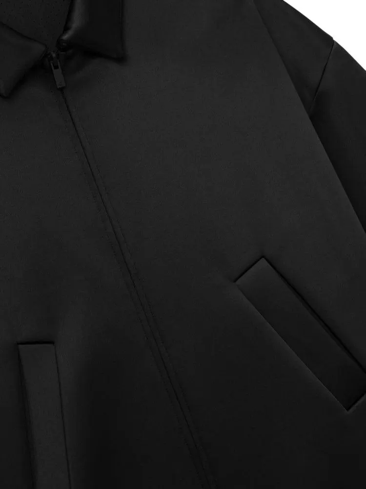Куртка Fear of God Essentials Bonded Satin Zip-Up Bomber Jacket — изображение 3 из 3, черный