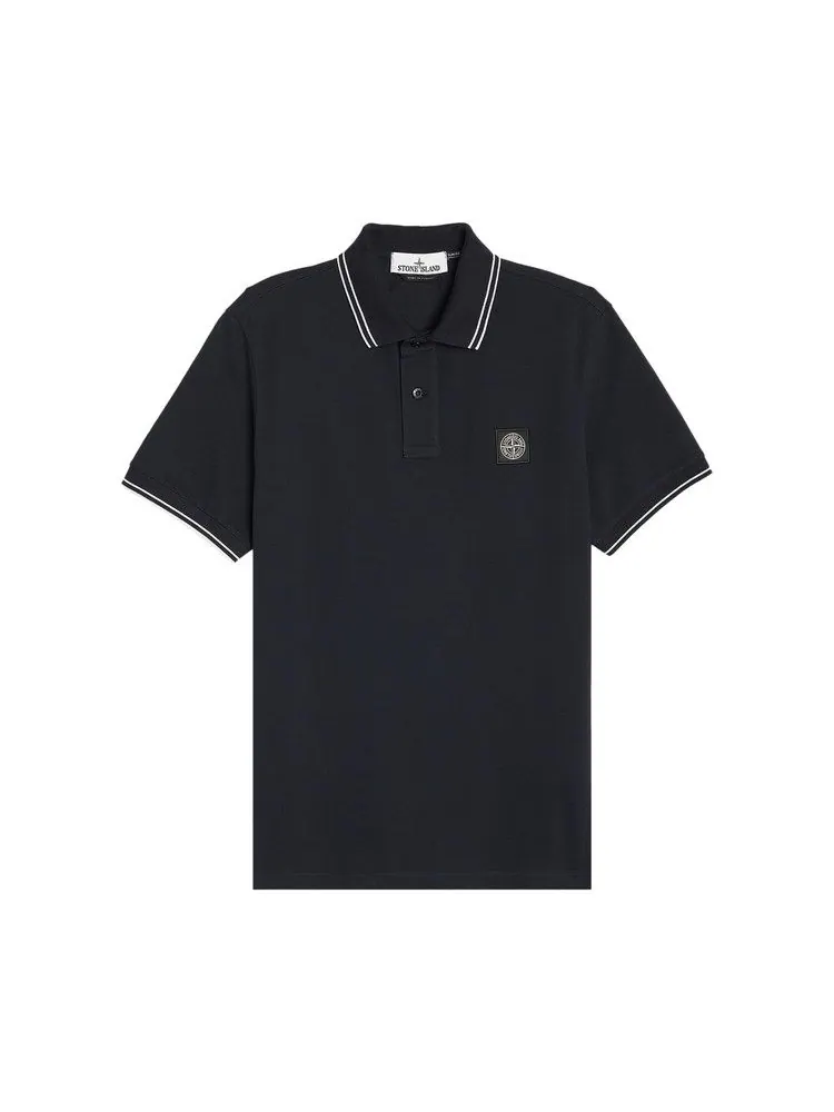 Поло Stone Island Compass Patch Logo Contrast Stripe Polo — синий