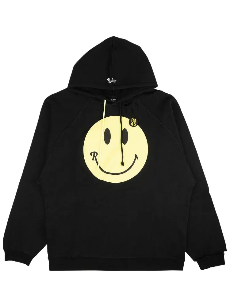 Худи Raf Simons Smiley 50 Anniversary Oversize Graphic Hoodie Black — черный