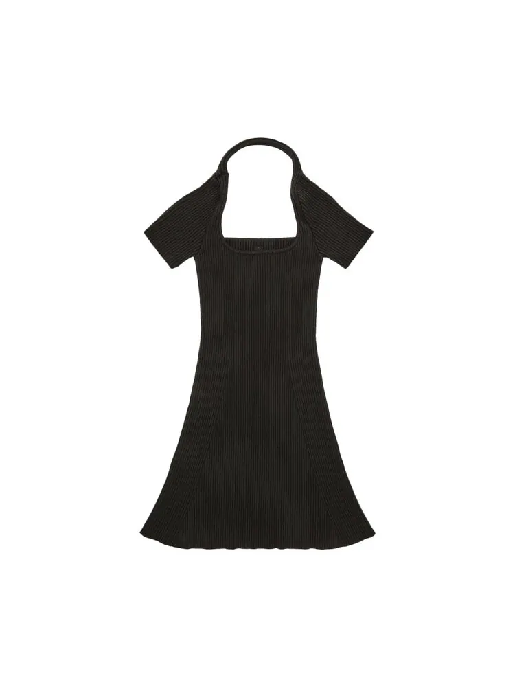 Платье Courrèges Hyperbole Rib Knit Mini Dress — изображение 2 из 3, коричневый