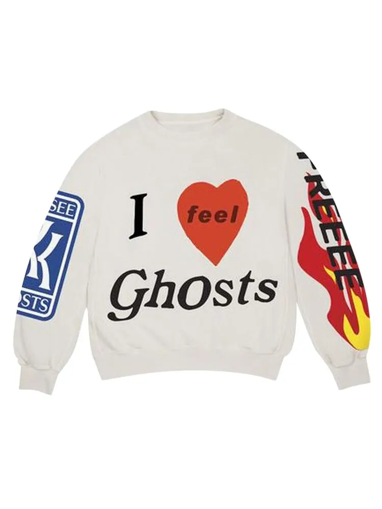 Толстовка Cactus Plant Flea Market Kids See Ghosts FREEEE Crewneck Sweatshirt Ghost 'Ghost' — белый