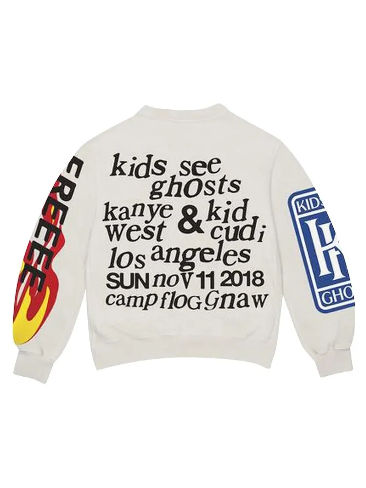 Толстовка Cactus Plant Flea Market Kids See Ghosts FREEEE Crewneck Sweatshirt Ghost 'Ghost' — изображение 2 из 2, белый