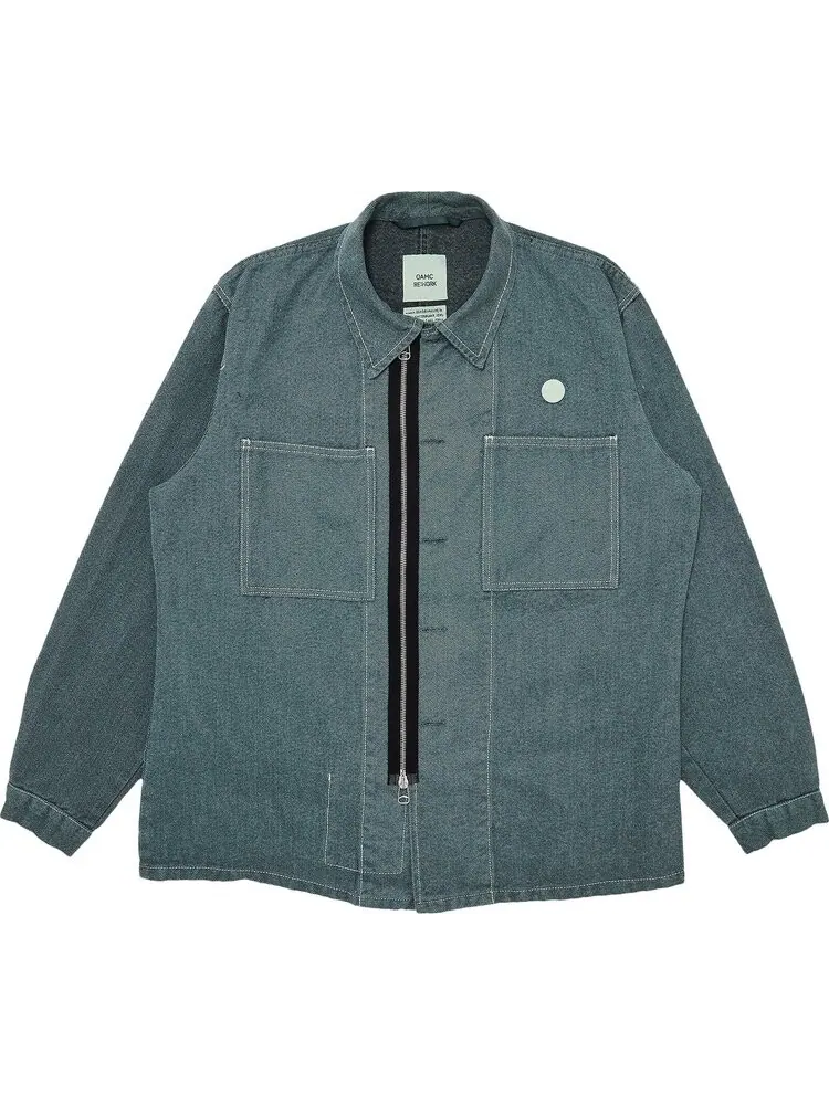 Рубашка OAMC Woven Re Work Work Shirt 'Opal Green' — зеленый