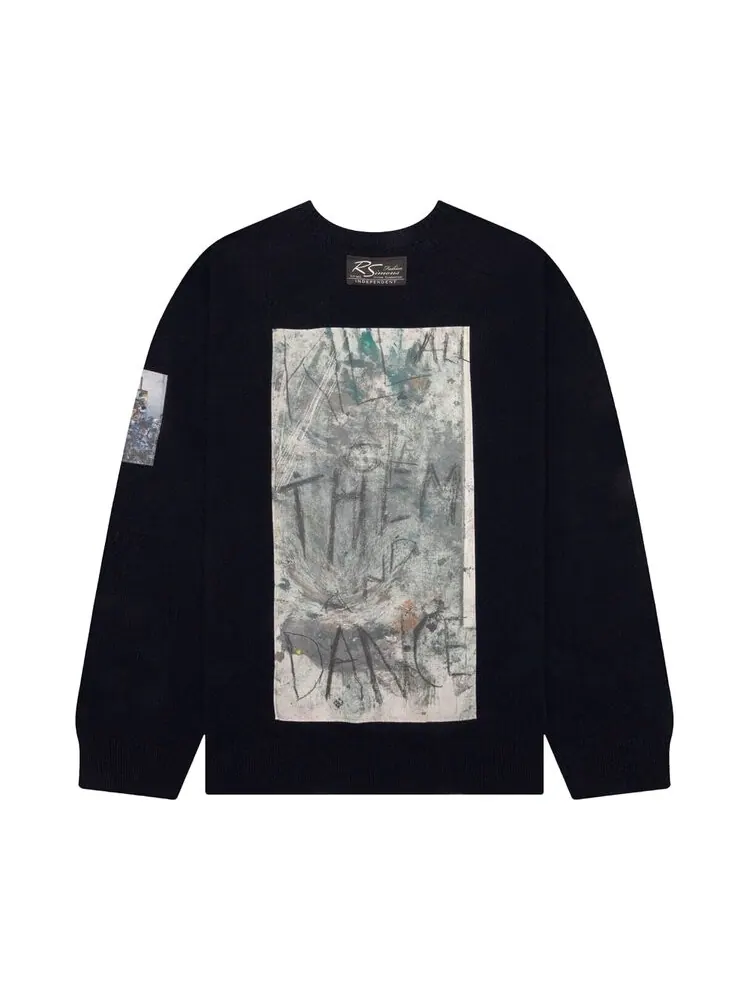 Свитер Raf Simons Light Roundneck Hammersleeve With Patches 'Dark Navy' — изображение 2 из 2, синий