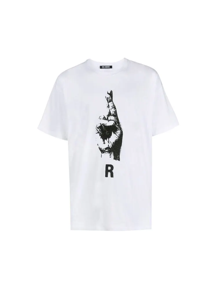 Футболка Raf Simons Oversized T-Shirt With Hand Sign Print 'White' — изображение 1 из 1, белый