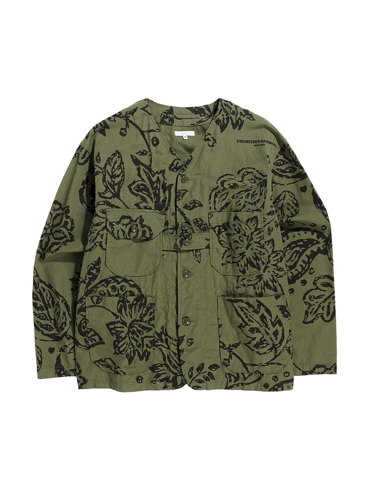 Куртка-кардиган Engineered Garments Оливковый цветочный принт — зеленый