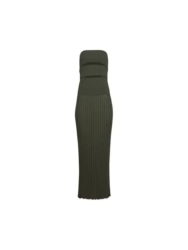 Платье без бретелей Christopher Esber Slashed Knit Sunray Strapless Dress — зеленый