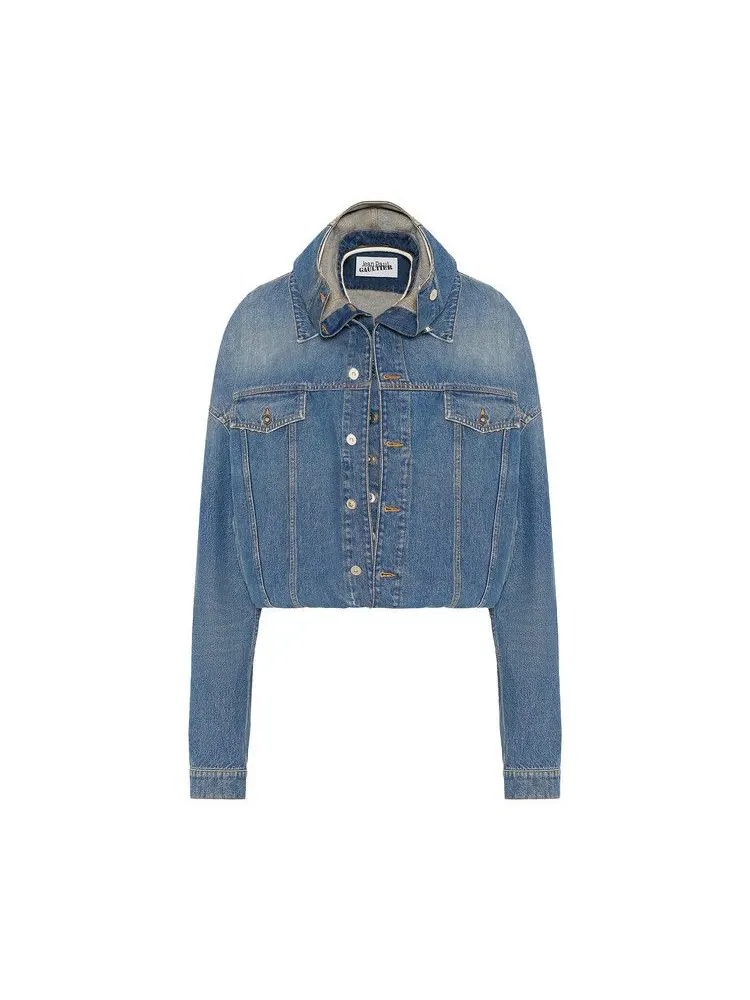 Куртка Jean Paul Gaultier Hooded Double Layer Denim Jacket — синий